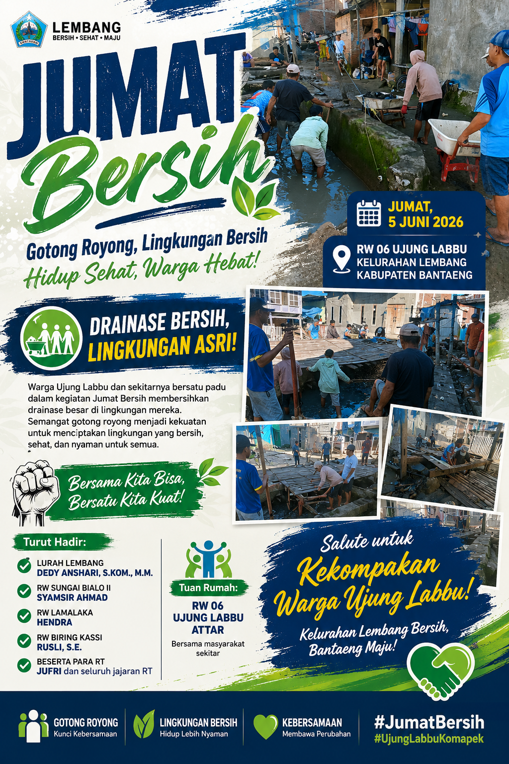 HEBOH! Warga Ujung Labbu Turun Tangan Bersama, Drainase Raksasa Dibersihkan dalam Aksi Jumat Bersih yang Menginspirasi